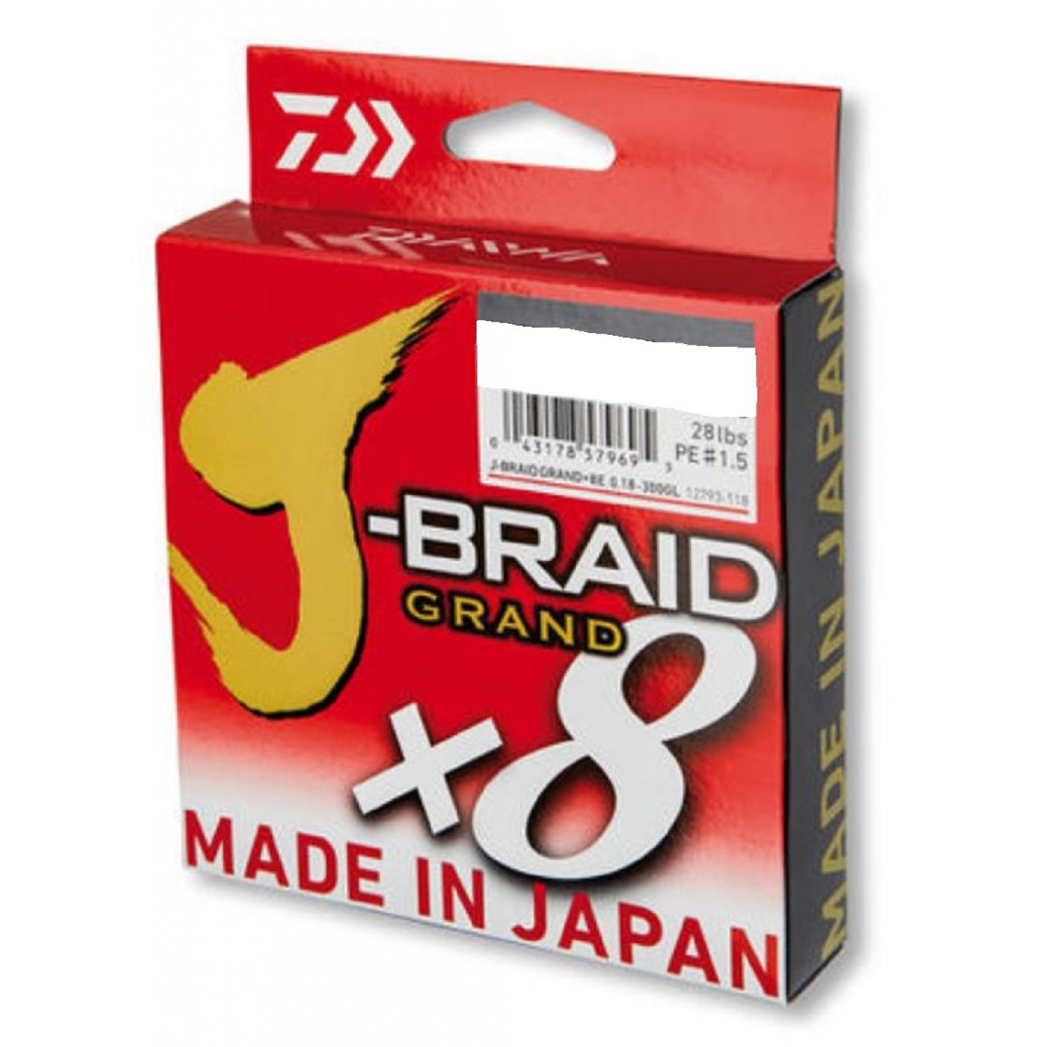 Daiwa J-Braid Grand 8-Braid, 1500m, multicolor, braided fishing line