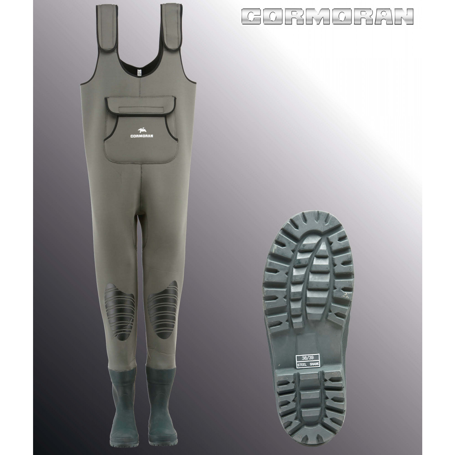 Cormoran Neoprene Chest Waders, with rubber boots / rubber sole